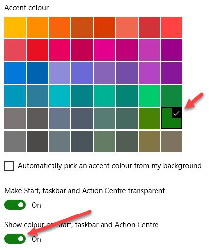 How to Apply the Accent Color Only in Taskbar in Windows 10